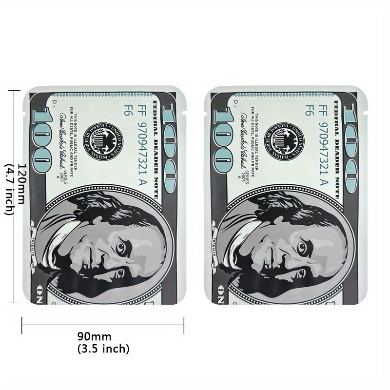 100pcs $ Sign Pattern Mylar Bags Smell Proof & Lightweight Money Bags