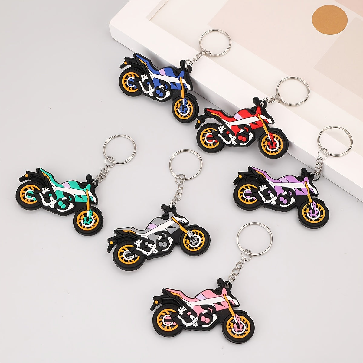 6pcs Anime Motorcycle Keychain Cartoon Bag Key Chain Keyring Ornament