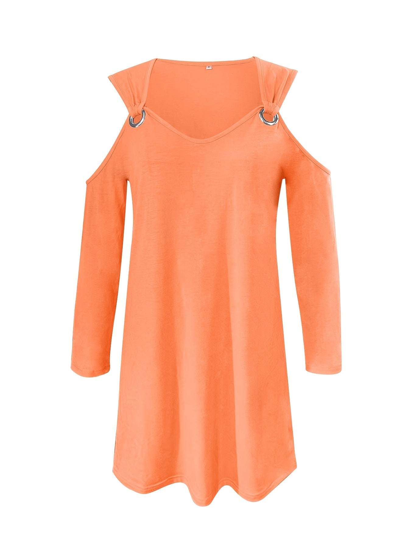 Cold Shoulder V Neck Long Sleeve Dress