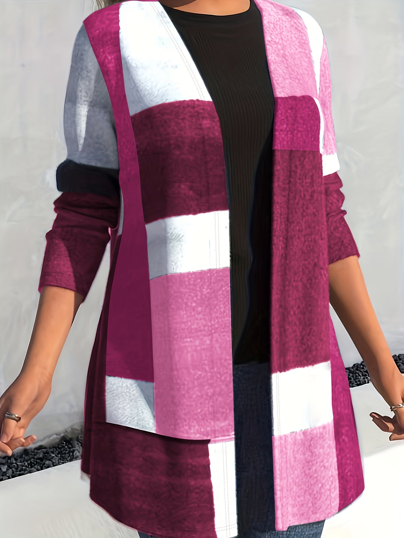 Colorblock Open Front Cardigan