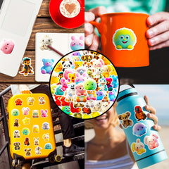 100pcs 3D Animal Cartoon Plush Toy Stickers for Adults Teens