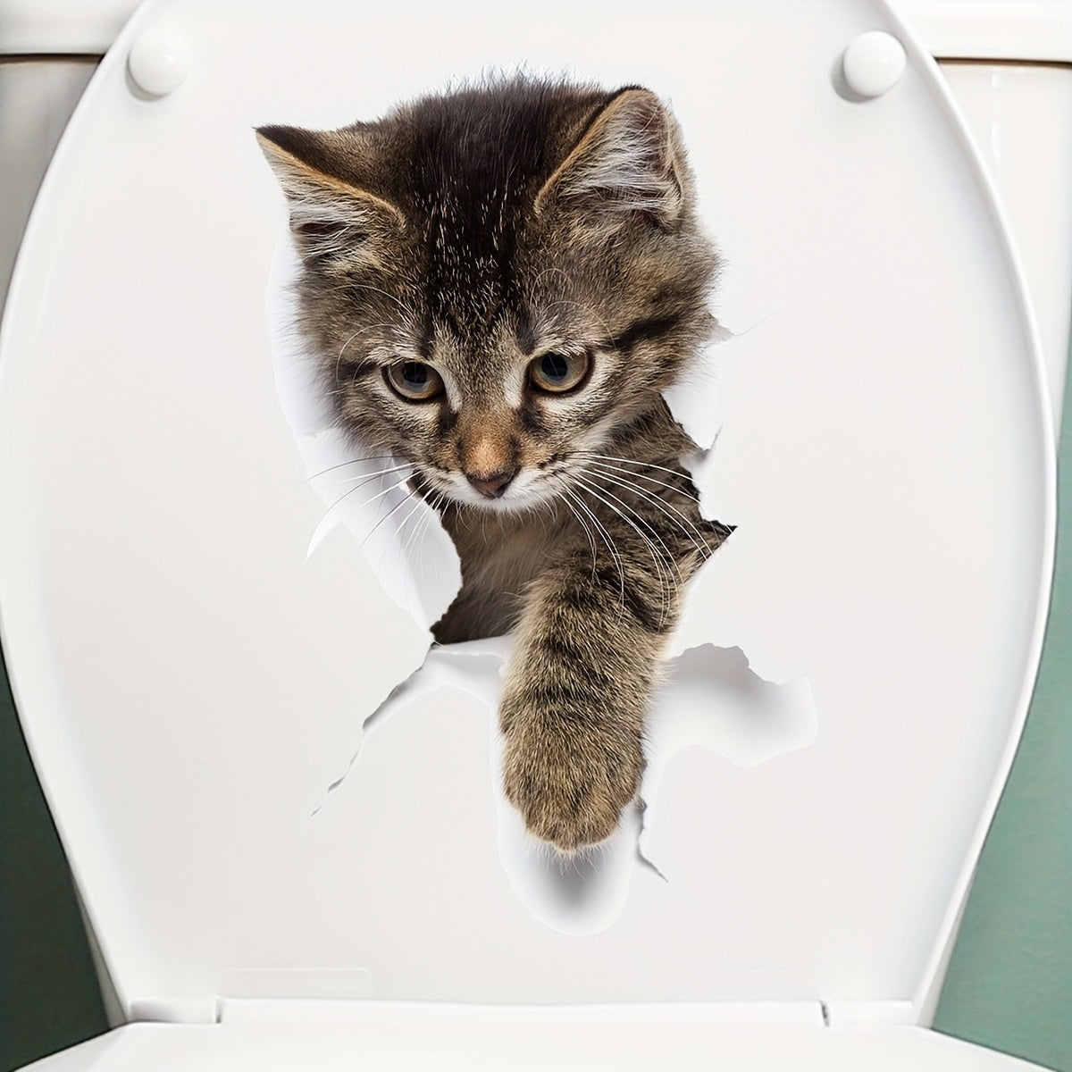 2pcs 3D Cat Stickers Visual Break Wall Effect Waterproof Vinyl Stickers