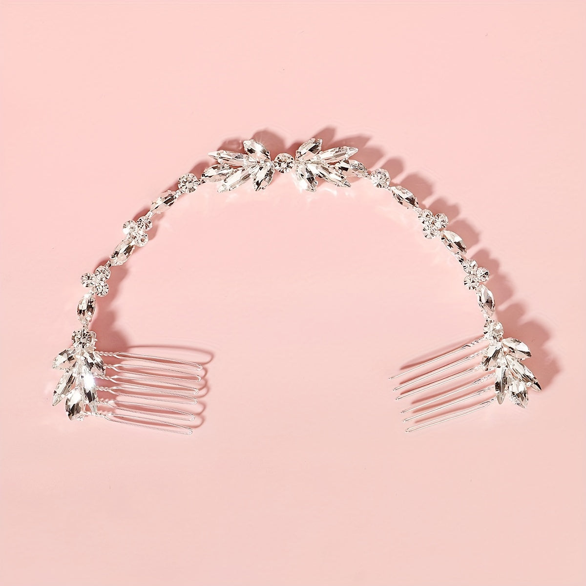 Crystal Hair Comb Bun Hair Headdress Floral Hair Comb Pair Comb Soft Chain Brida