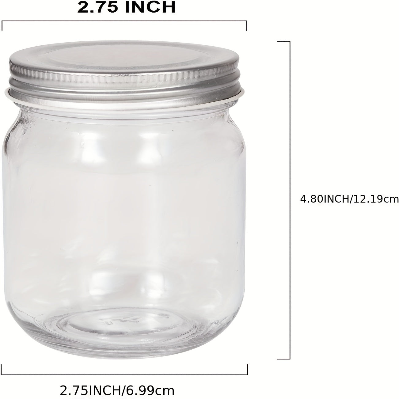 Set of 6 Glass Jars with Lids 12oz Kitchen Storage