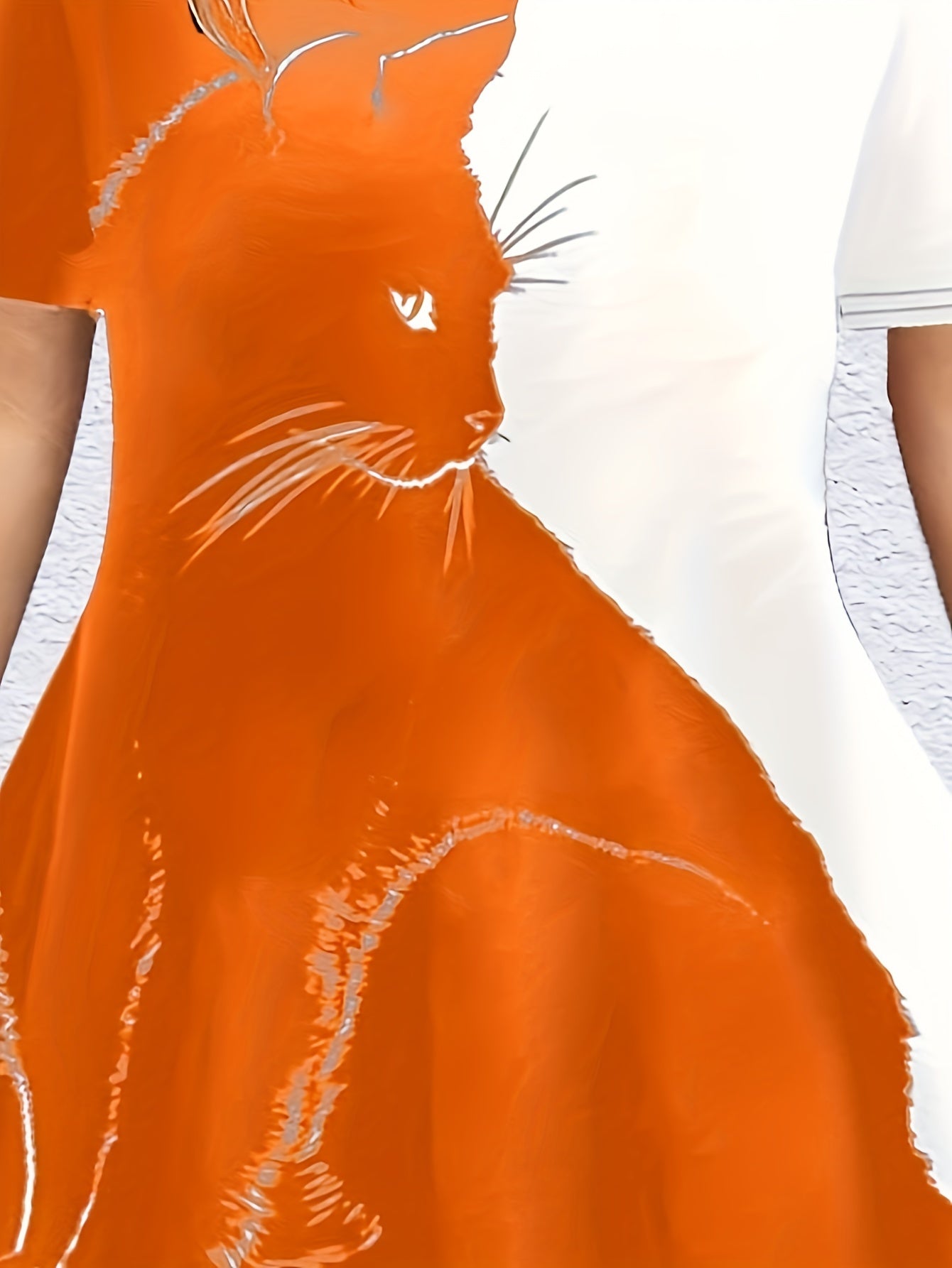 Colorblock Cat Print Top & Leggings Set