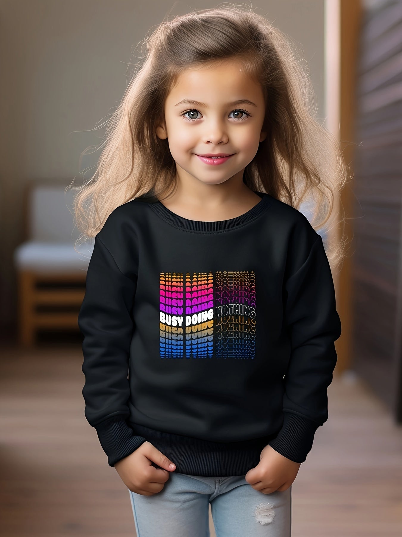 OERYUI BUSY DOING NOTHING Sweatshirt Kids Comfy Pullover Boys Girls
