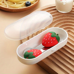 2pcs Cartoon Fork & Spoon Set For Toddlers Stainless Steel Tableware