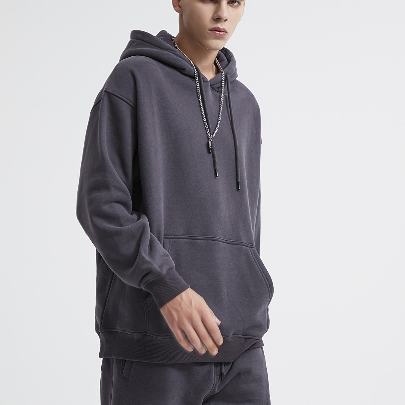 MINIPIGGY Men's Dark Gray Sports Hoodie with Pocket