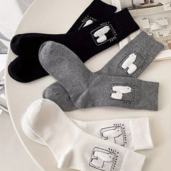3 Pairs Alpaca Print Socks Mid Tube Women's Stockings