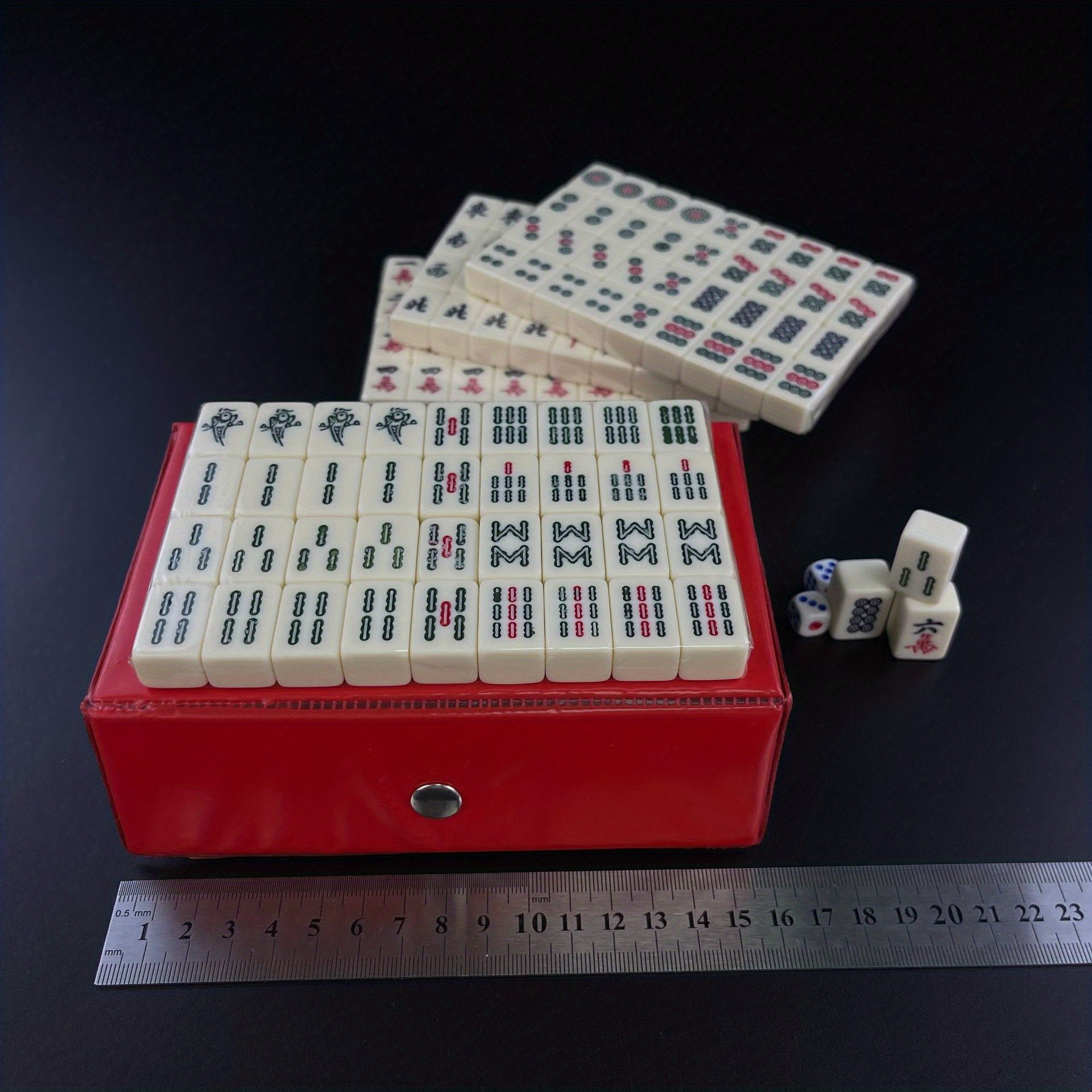 Compact Mahjong Set 144 Tiles w/ Storage Box for Travel & Home Play