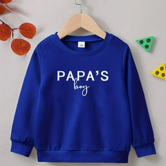 PAPA'S BOY Letter Print Boys Casual Pullover Sweatshirt