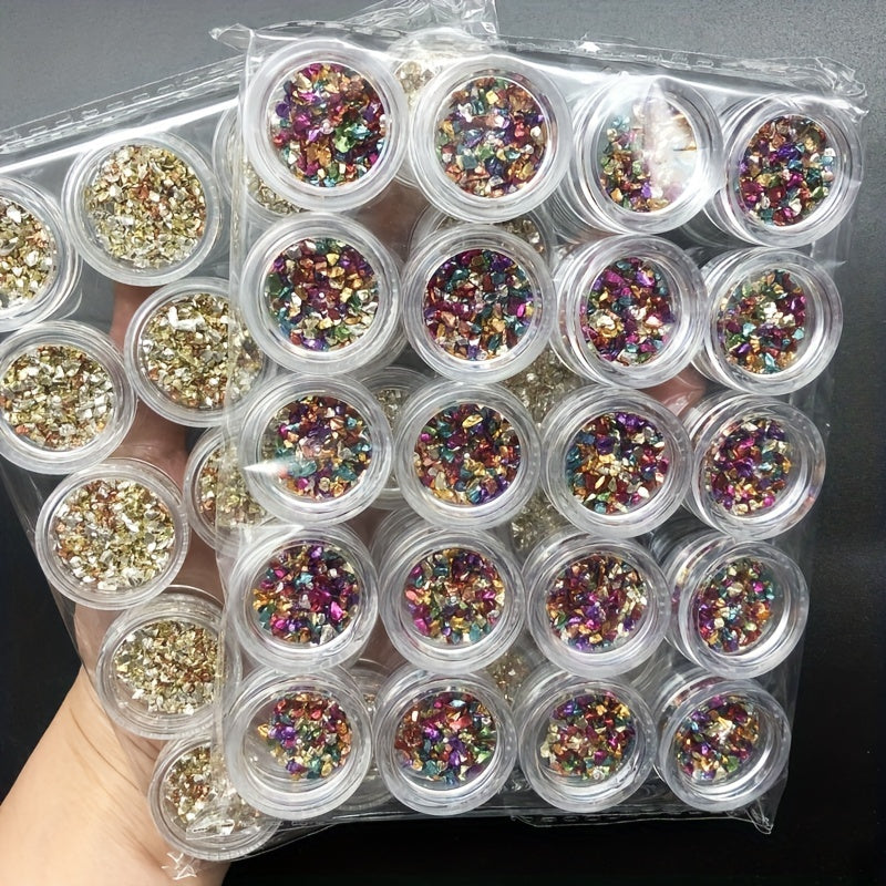 20 Metallic Crystal Chips Sprinkles for Resin Nail Art and DIY Crafts