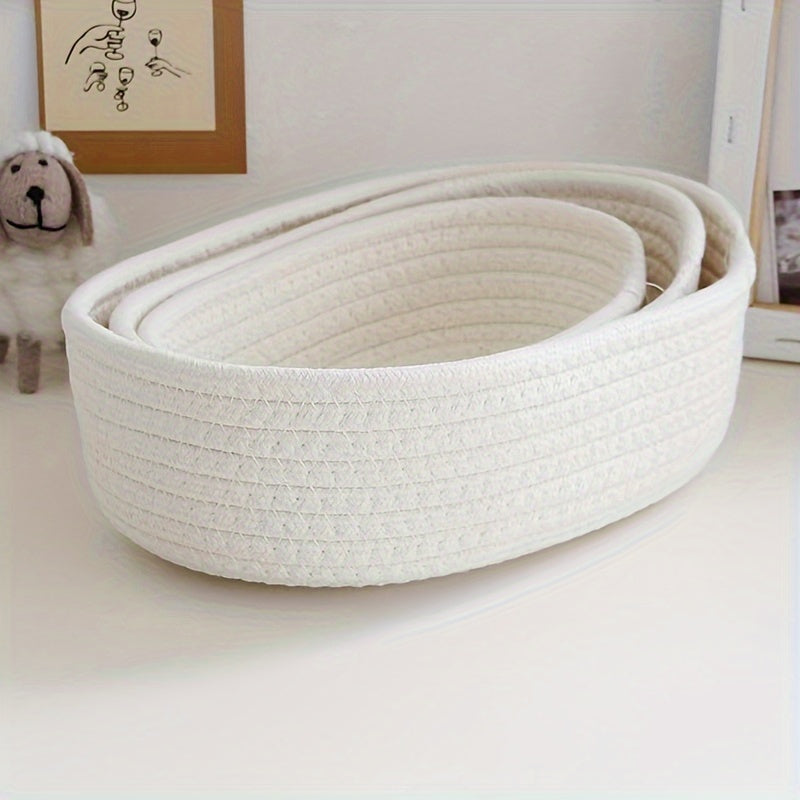 Foldable Desktop Organizer Varnished Finish Woven Basket for Office Supplies
