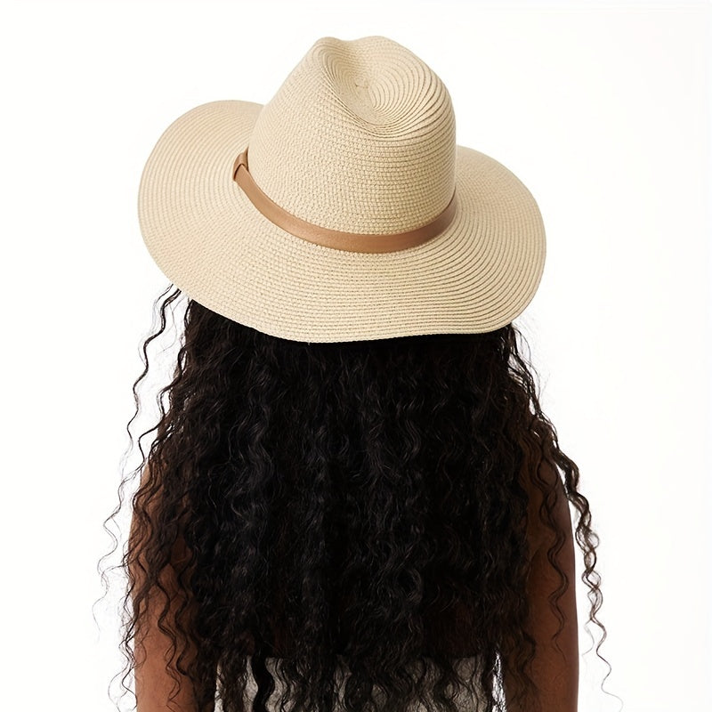 Straw Sun Hat Jazz Fedora Cap Unisex Beach Hats For Women Men