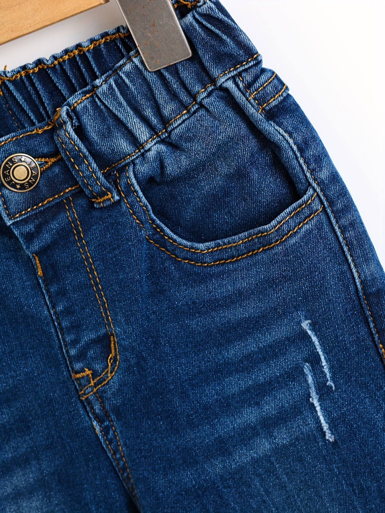 Boys Ripped Denim Jeans Elastic Waist Pants