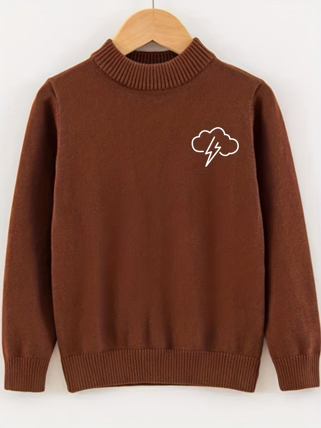 Lightning Pattern Knitted Sweater Men's Casual Warm Crew Neck Pullover
