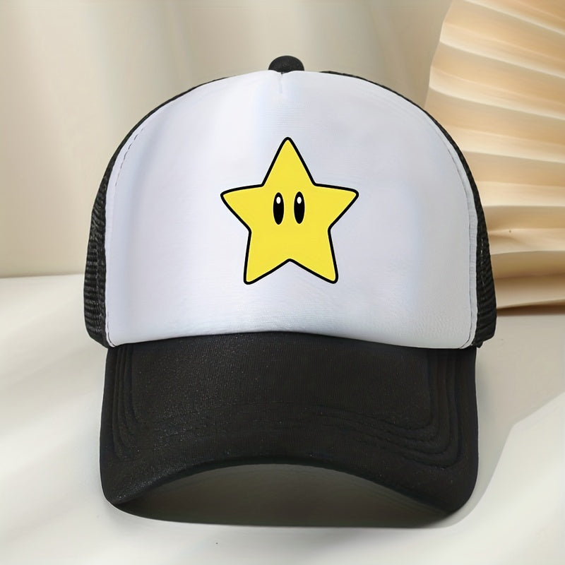 Star Printed Baseball Cap Mesh Sunshade Peaked Cap