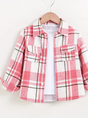 Boys Plaid Shirts Button Down Long Sleeve Tops Spring Fall Outwear