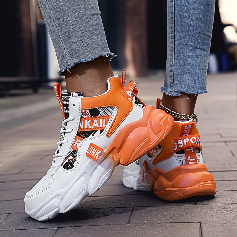Women's Warm Non-Slip Sneakers Lace Up Thick Bottom Sport Shoes
