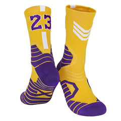 Men's Thick Mid Calf Basketball Socks - Non-slip Sports Sweat Absorption