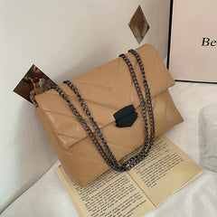 Quilted Shoulder Bag Solid Flap Chain Bag Classic Purse