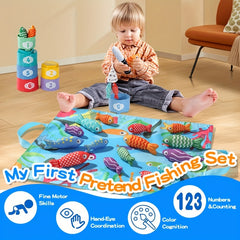 Colorful 3D Fishing Toys Set for Kids with Rod and Fish
