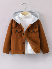 Boys Button Down Hoodie Jacket Kids Spring Fall