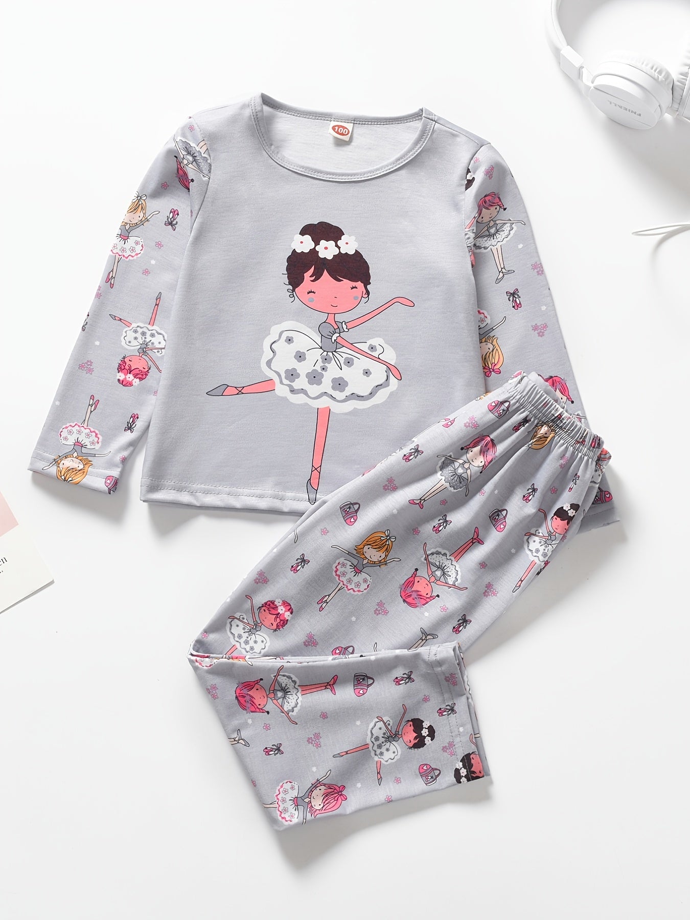 Girls Dancing Girls Pajamas Set Long Sleeve Top Pants Lounge Wear