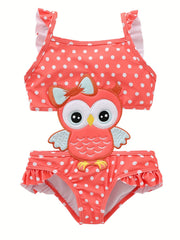 Girls Ice Cream Embroidery Cut Out Swimsuit