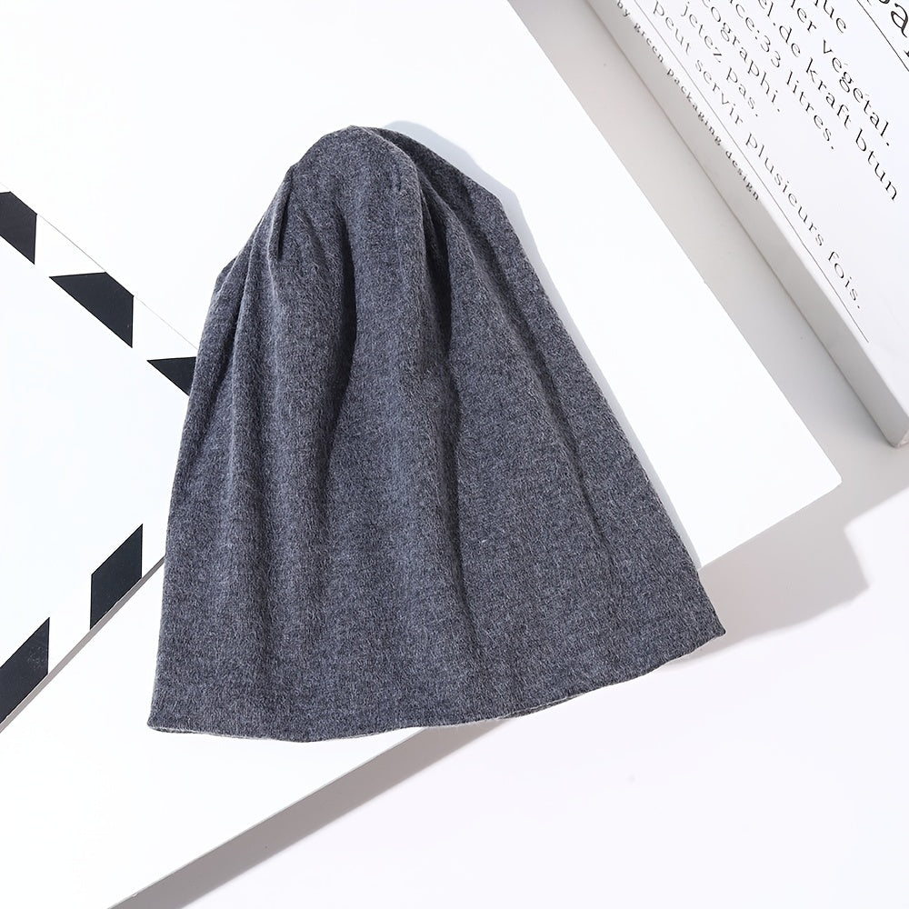 Soft Fleece Skull Cap for Men Winter Warm Cuffed Beanie Hat
