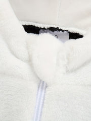 Panda Shape Baby Hooded Thermal Romper Zip Up Long Sleeve