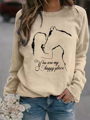 Horse Print Sweatshirt Long Sleeve Crew Neck Casual Sweatshirt