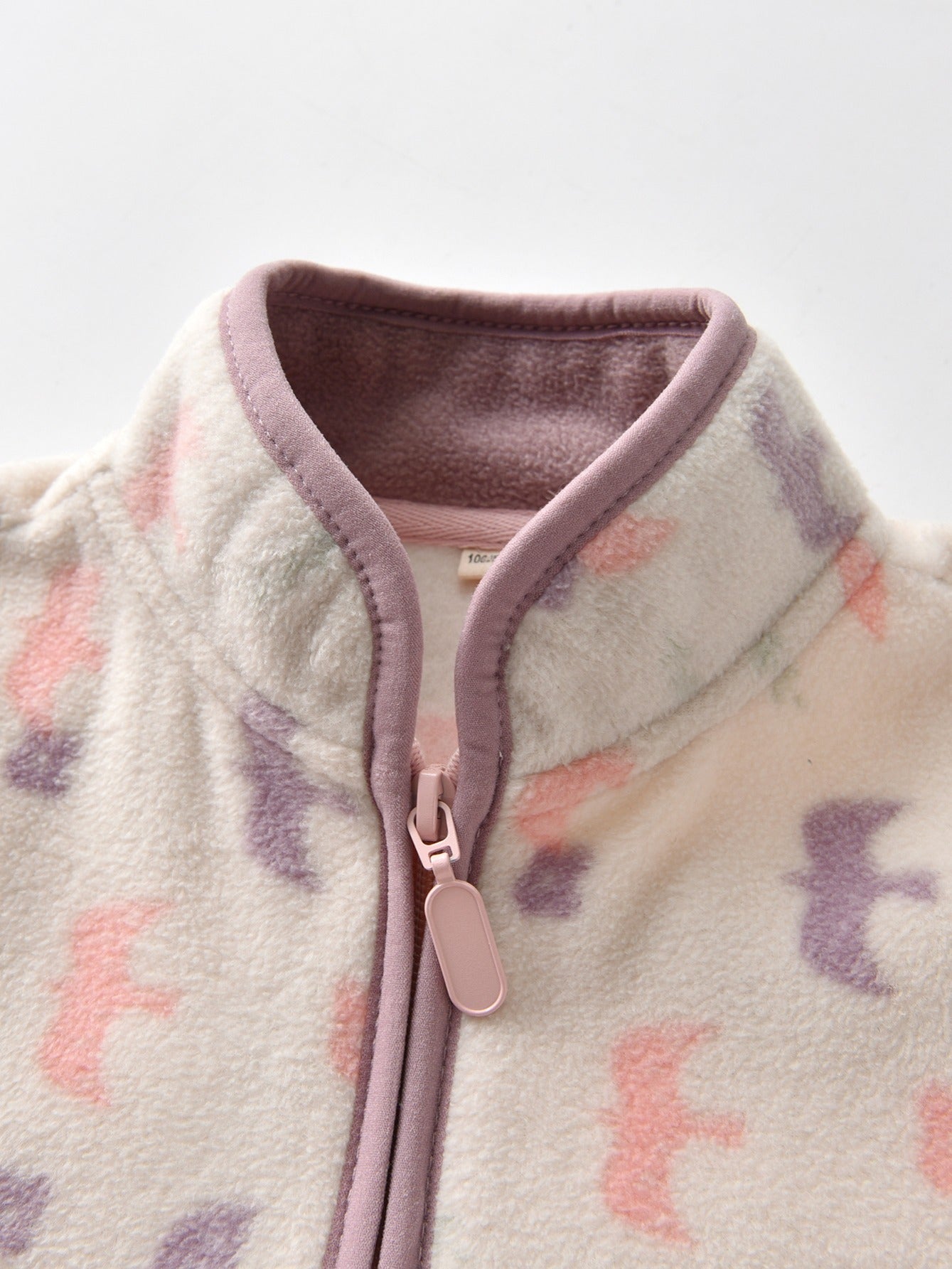 Girls Bird Printed Casual Warm Stand Collar Jacket