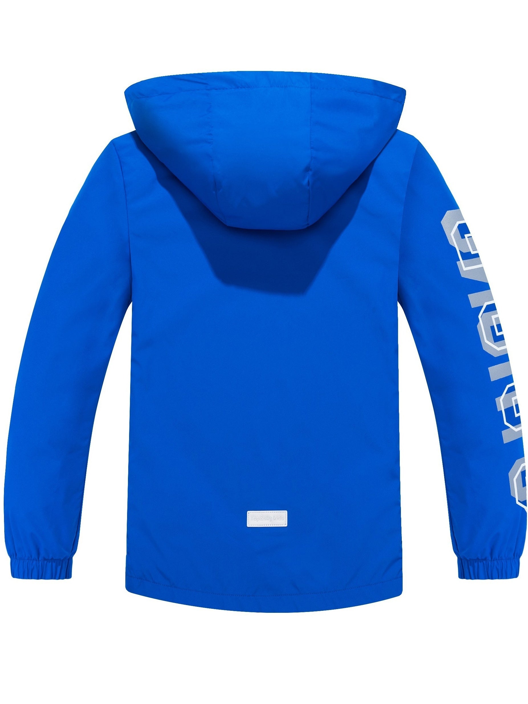 Boys Letter Zip Up Hooded Jacket Raincoat Windbreaker Lightweight