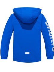 Boys Letter Zip Up Hooded Jacket Raincoat Windbreaker Lightweight