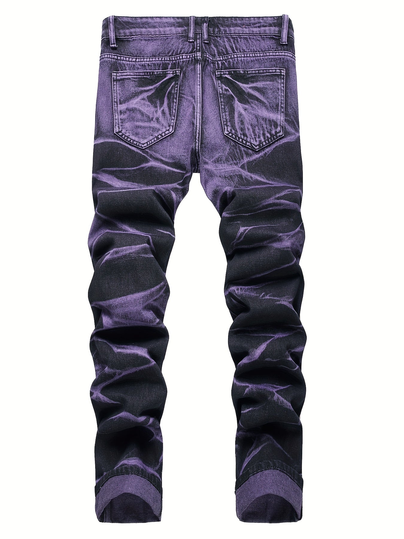 Y2k Tie Dye Ripped Jeans Men's Casual Street Style Regular Denim Pants