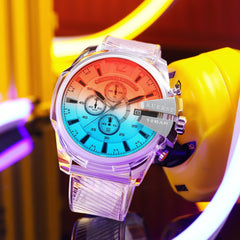 KUERST Acrylic Quartz Watch Waterproof Chronograph Sports Wrist Watch