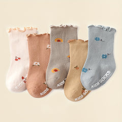 5pairs Baby Boys Girls Anti-skid Floor Socks Breathable Comfy Socks