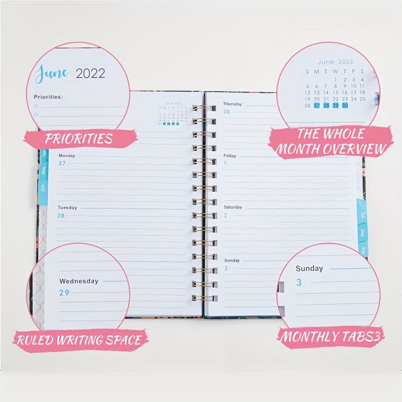 Vintage Rose Flower Schedule Book Weekly Planner A5 Coil Notebook