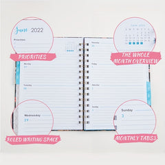 Vintage Rose Flower Schedule Book Weekly Planner A5 Coil Notebook