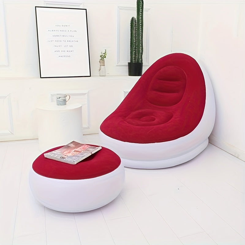 Single Inflatable Sofa with Footstool, Portable Lounge Chair