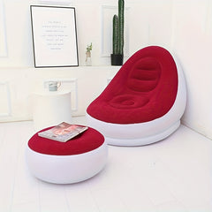 Single Inflatable Sofa with Footstool, Portable Lounge Chair