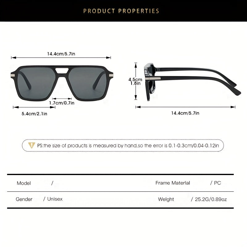 Men's Square Frame Double Beam Sunglasses