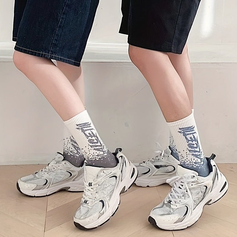 5 Pairs Letter Print Sports Socks for Women