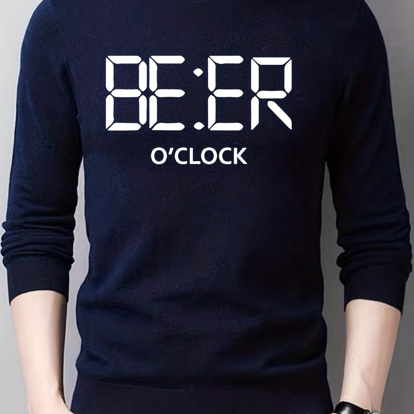 BEER Print Knitted Sweater Men's Pullover
