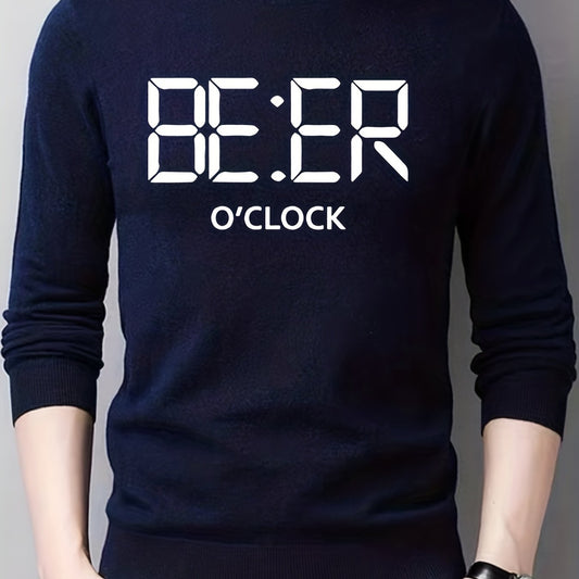 BEER Print Knitted Sweater Men's Pullover