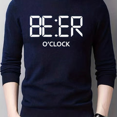 BEER Print Knitted Sweater Men's Pullover