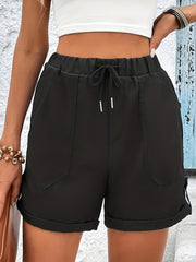 Solid Drawstring Shorts Casual Workout Shorts With Pockets
