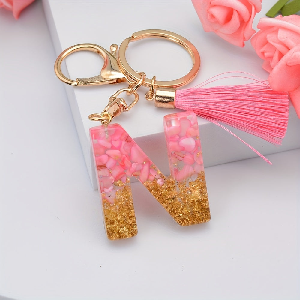 Letter Keychain With Tassel English Alphabet Keyring For Car Backpack