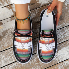 Women's Geometric Flat Loafers Round Toe Walking Shoes